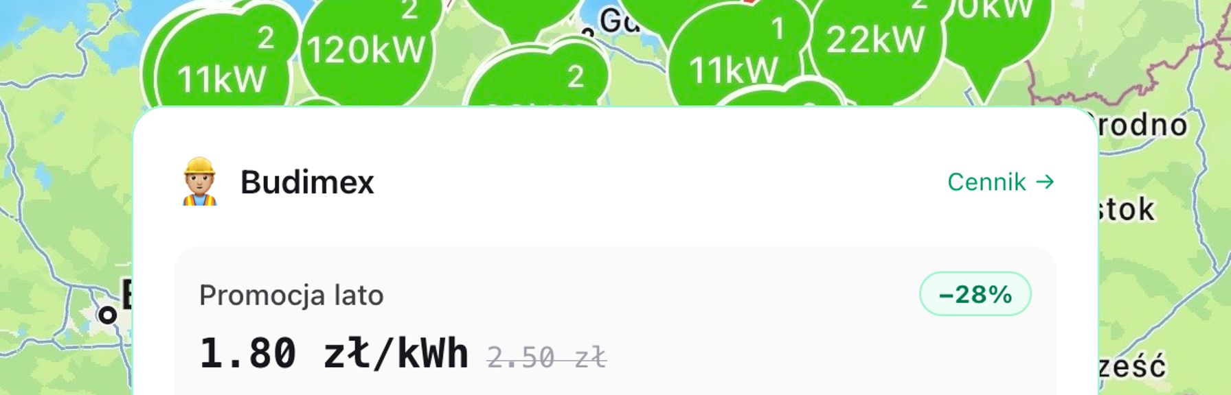 Promocja Budimex Mobility - DC 1,80 zł i AC 1,56 zł/kWh na całe lato