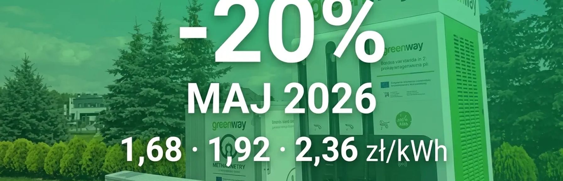 Promocja GreenWay -20% w maju DC od 1,68 zł/kWh, obniżka Standard na stałe