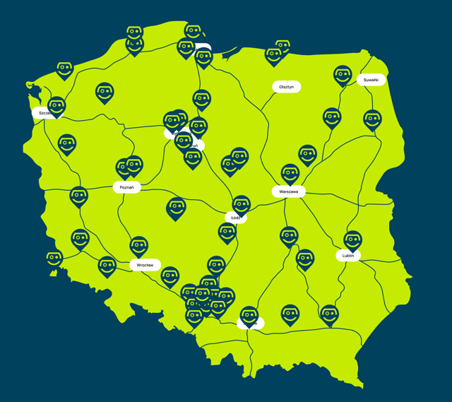 Mapa dobrych cen czyli promocyjne punkty gdzie GreenWay obniżył cenę za kWh względem bazowej 2,99 zł