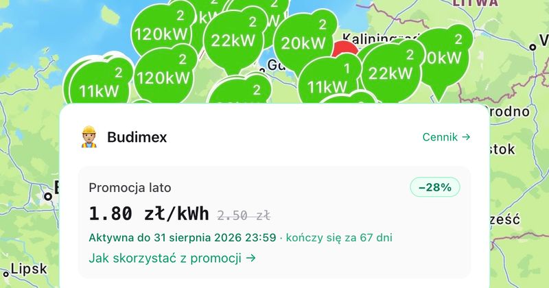 Promocja Budimex Mobility - DC 1,80 zł i AC 1,56 zł/kWh na całe lato